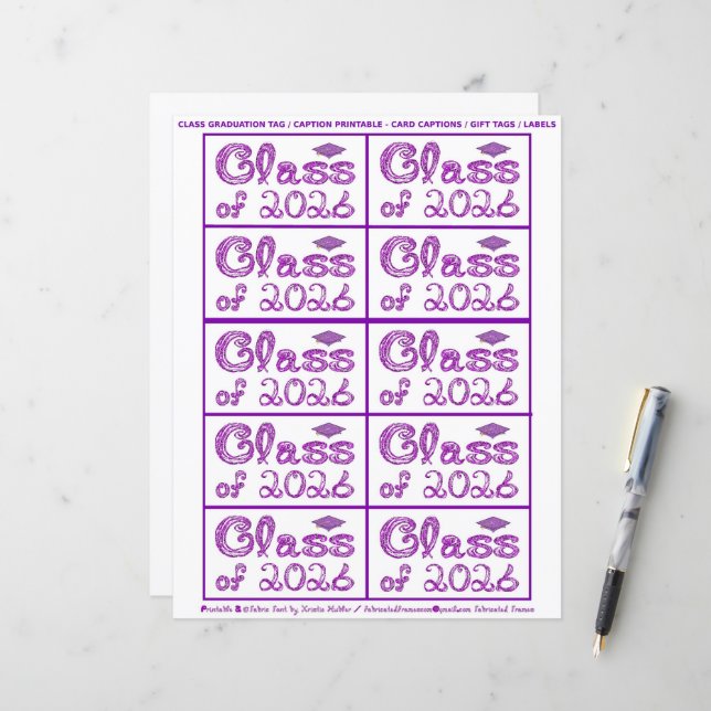 Abschlussklasse 2026 Abschluss Purple Tag Beschrif (Vorderseite/Rückseite Beispiel)