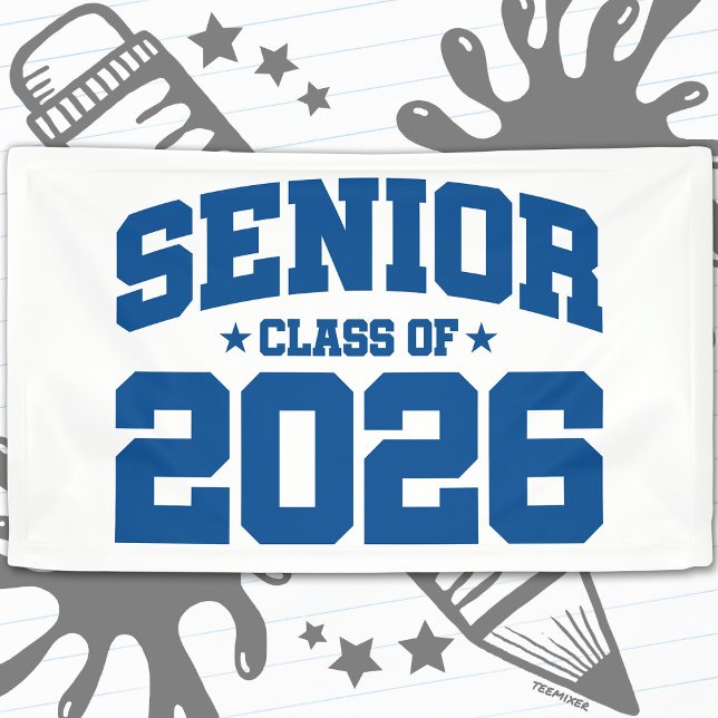 Abschlussklasse 2026 Blaue Graduierung Fett Minima Banner (Von Creator hochgeladen)