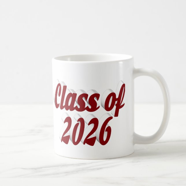 Abschlussklasse 2026 burgunderrote Text-Abschlussf Kaffeetasse (Rechts)