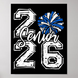 Abschlussklasse 2026 Cheer Senior 2026 Blaues Pom- Poster