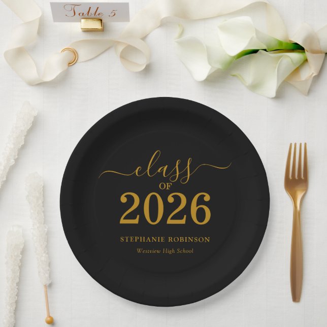 Abschlussklasse 2026 Goldschrift Abitur  Pappteller (Hochzeit)