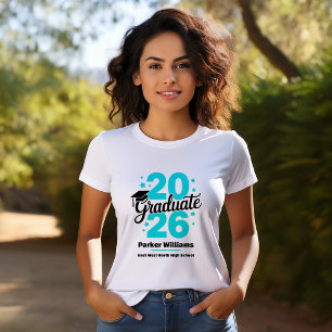 Abschlussklasse 2026 Graduiertenmütze Aqua T-Shirt