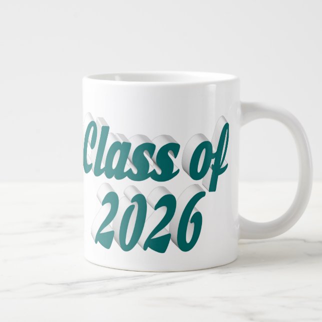 Abschlussklasse 2026 grüner Text Abschlussfeier Jumbo-Tasse (Rechts)