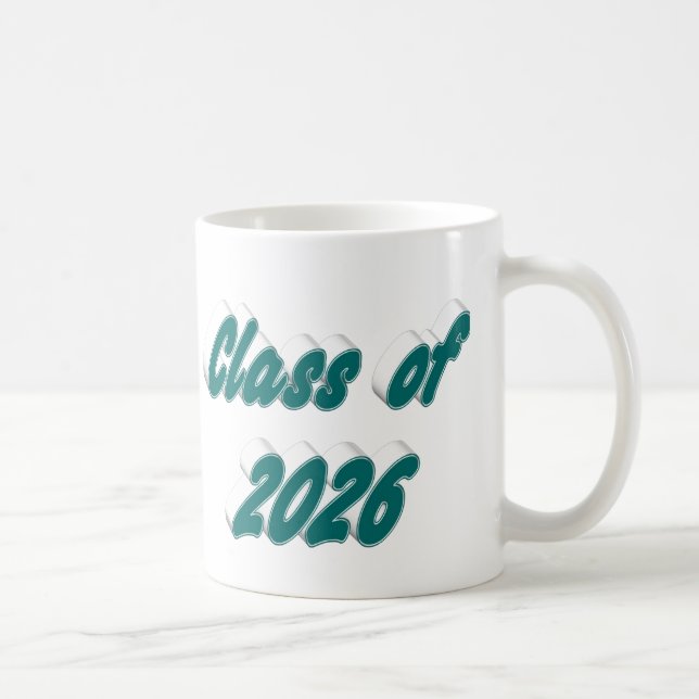 Abschlussklasse 2026 in grüner Typografie Kaffeetasse (Rechts)