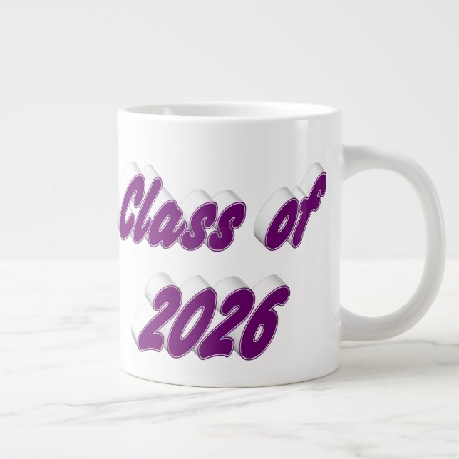 Abschlussklasse 2026 lila Schriftart Absolventen Jumbo-Tasse (Rechts)