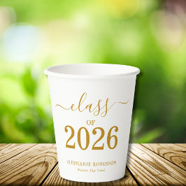 Abschlussklasse 2026 Moderne Goldschrift Abschluss Pappbecher