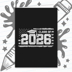 Abschlussklasse 2026 Patriotische Abschluss-Typogr Karte