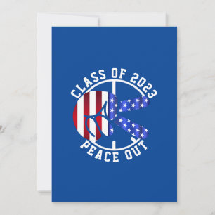 Abschlussklasse 2026 Peace Out Absolvent Blau Feiertagskarte