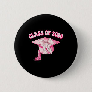 Abschlussklasse 2026 Rosa Coquette-Schleifenkappe Button