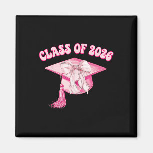 Abschlussklasse 2026 Rosa Coquette-Schleifenkappe  Magnet