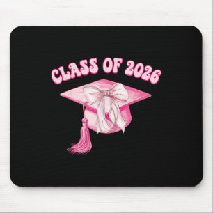 Abschlussklasse 2026 Rosa Coquette-Schleifenkappe Mousepad