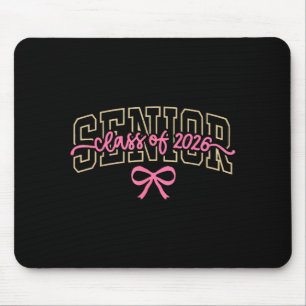 Abschlussklasse 2026 Rosa Coquette-Schleifenkappe Mousepad