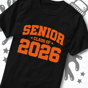 Abschlussklasse 2026 Schwarz Orange Abschlussjahr T-Shirt