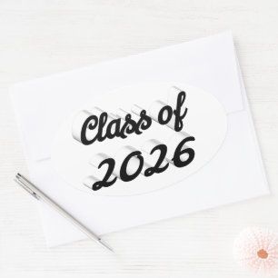 Abschlussklasse 2026 schwarze Schrift Abitur Ovaler Aufkleber