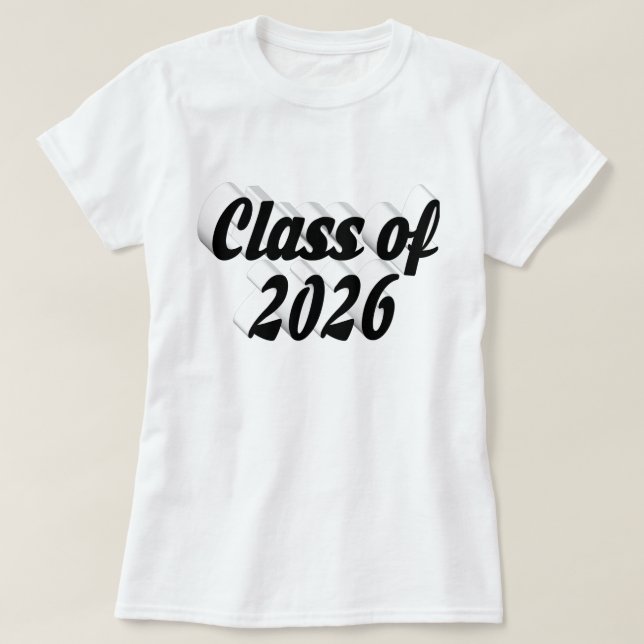 Abschlussklasse 2026 schwarzer Text Abschluss T-Shirt (Design vorne)