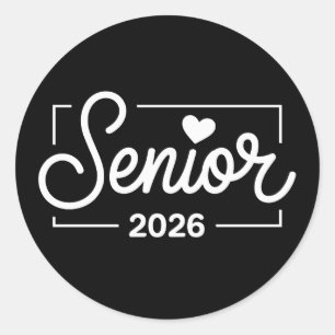 Abschlussklasse 2026 Senior Heart Absolvent Runder Aufkleber