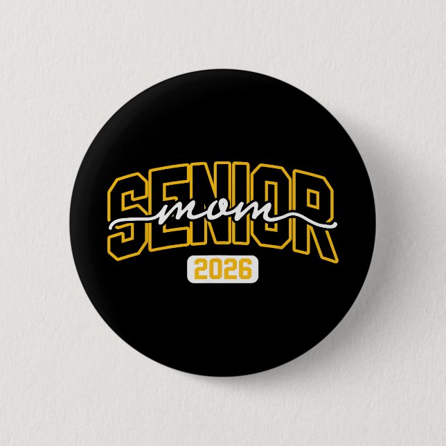 Abschlussklasse 2026 Senior-Mutter Abitur Schwarz Button (Vorderseite)