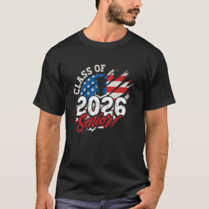Abschlussklasse 2026 Senior US-amerikanische Flagg T-Shirt