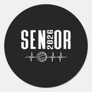 Abschlussklasse 2026 Senior Volleyball Heartbeat T Runder Aufkleber