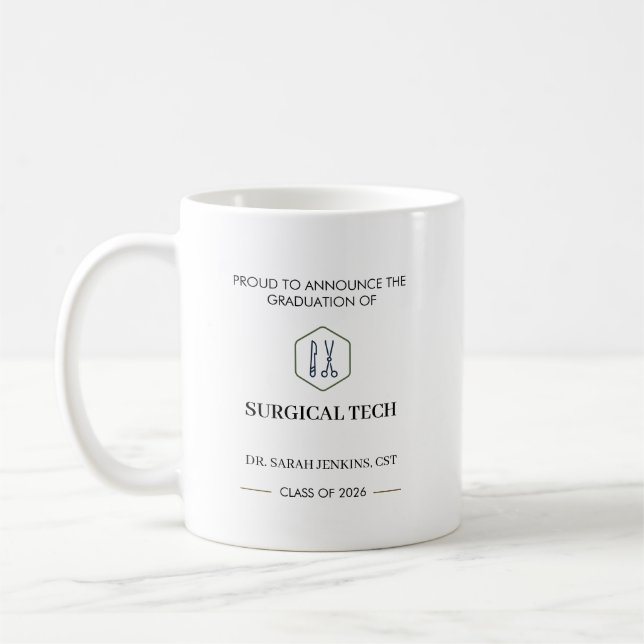 Abschlussklasse 2026 Surgical Tech CST-Abschlussfe Kaffeetasse (Links)