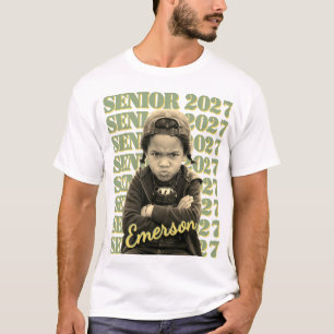 Abschlussklasse 2027 Vintage Senior Foto-Abschluss T-Shirt