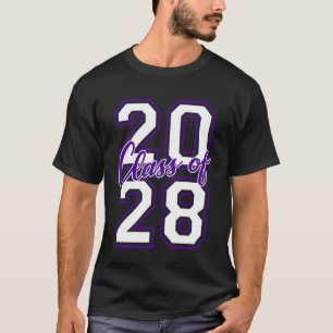 Abschlussklasse 2028 Abschluss Varsity Weiß Lila S T-Shirt