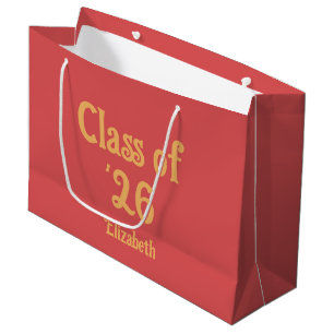 Abschlussklasse '26 Rosa-Rot Retro-Stil Abschluss  Große Geschenktüte