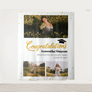 Abschlussklasse 3 Fotos Collage Abschluss 2025 Wandteppich