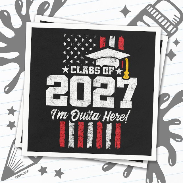 Abschlussklasse Amerikanische Flagge Jahrgang 2027 Serviette (Von Creator hochgeladen)