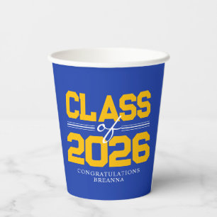 Abschlussklasse Blue & Gold Jahrgang Pappbecher