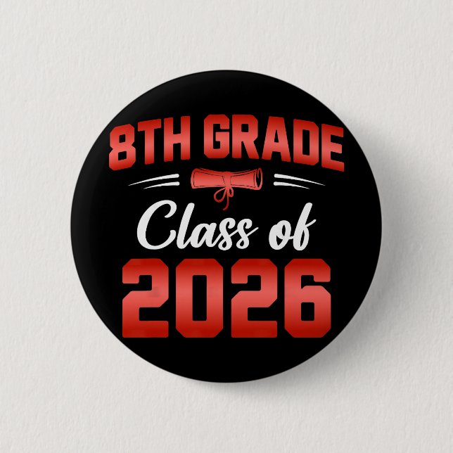 Abschlussklasse der 8. Klasse von 2026 Absolvent S Button (Vorderseite)