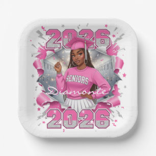 Abschlussklasse Pink & Silver 2026 Senior Pappteller