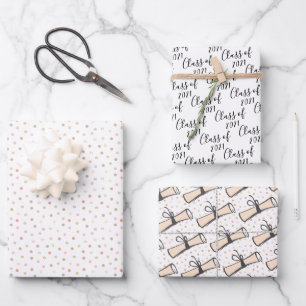 Abschlussklasse Rosa und Gold Geschenkpapier Set