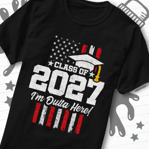 Abschlussklasse USA-Flagge Jahrgang 2027 T-Shirt