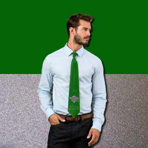 Abschlussmütze 2025  -monogrammiert -  Smaragdgrün Krawatte