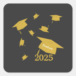 Abschlussmütze Klasse 2025 Quadratischer Aufkleber