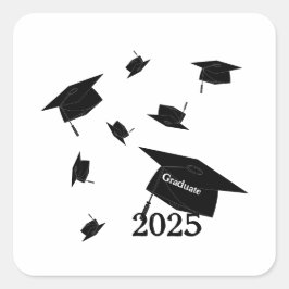 Abschlussmütze Klasse 2025 Quadratischer Aufkleber