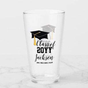 Abschlussmütze mit Quaste Abschlussjahr Glas