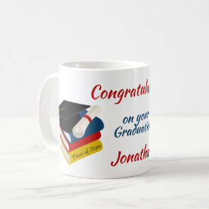 Abschlussmütze und Gratulationsbücher Kaffeetasse