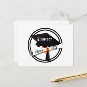 Abschlussmütze und -urkunde der Abschlussklasse 20 Postkarte