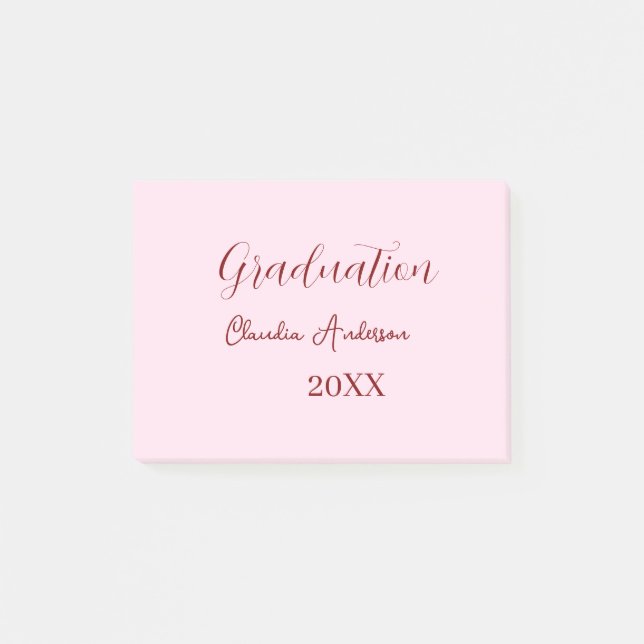 Abschlussname Klasse 20XX mauve Kalligrafie co Post-it Klebezettel (Vorderseite)