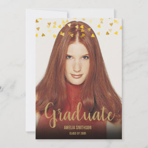Abschlussname und Foto Personalisierte goldene Her Einladung