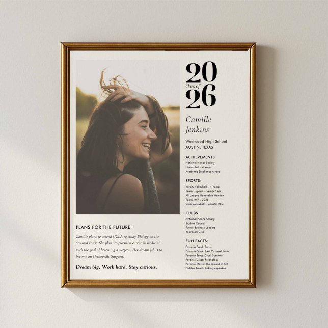 Abschlussplakat Klasse 2026 Poster (Senior 2026 Photo Graduation Poster)