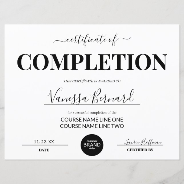 Abschlussurkunde mit Logo (Vorderseite)