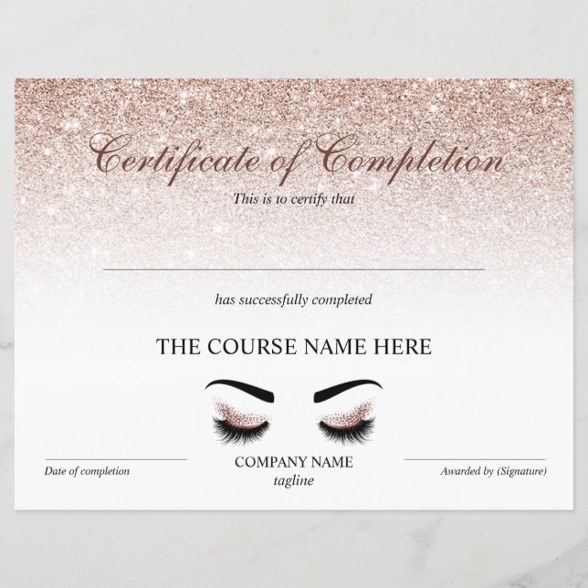 Abschlusszertifikat "Brows Lash Course" (Vorderseite)