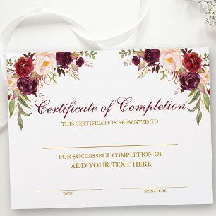 Abschlusszertifikat Burgundy Floral Gold