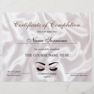 Abschlusszertifikat Lashes Kurs