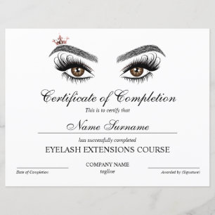 Abschlusszertifikat Lashes Kurs