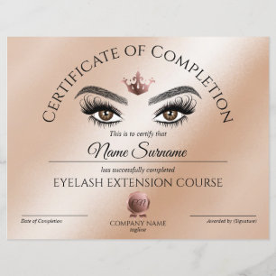 Abschlusszertifikat Lashes Kurs