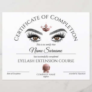 Abschlusszertifikat Lashes Kurs